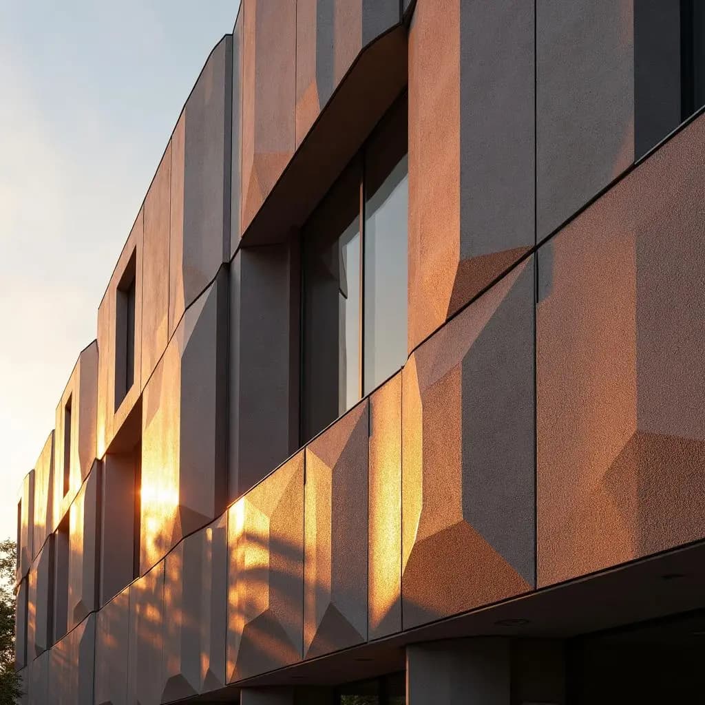 Modern building with textured concrete facade panels